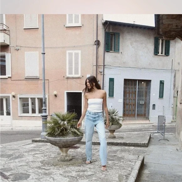 Zara Light Blue Straight Leg Jeans - Picture 5 of 8